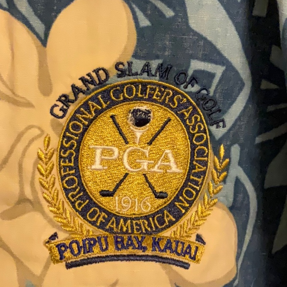 Women’s Aloha shirt. Grand slam of golf collectors shirt.